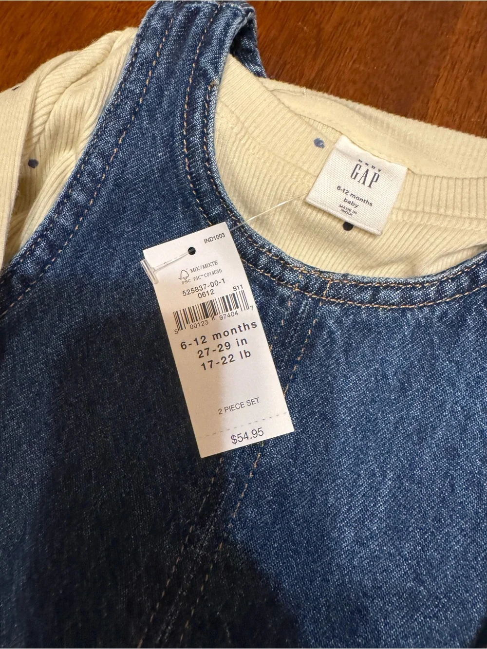 GAP Denim Blue Jumper with Cream Long-Sleeve Top